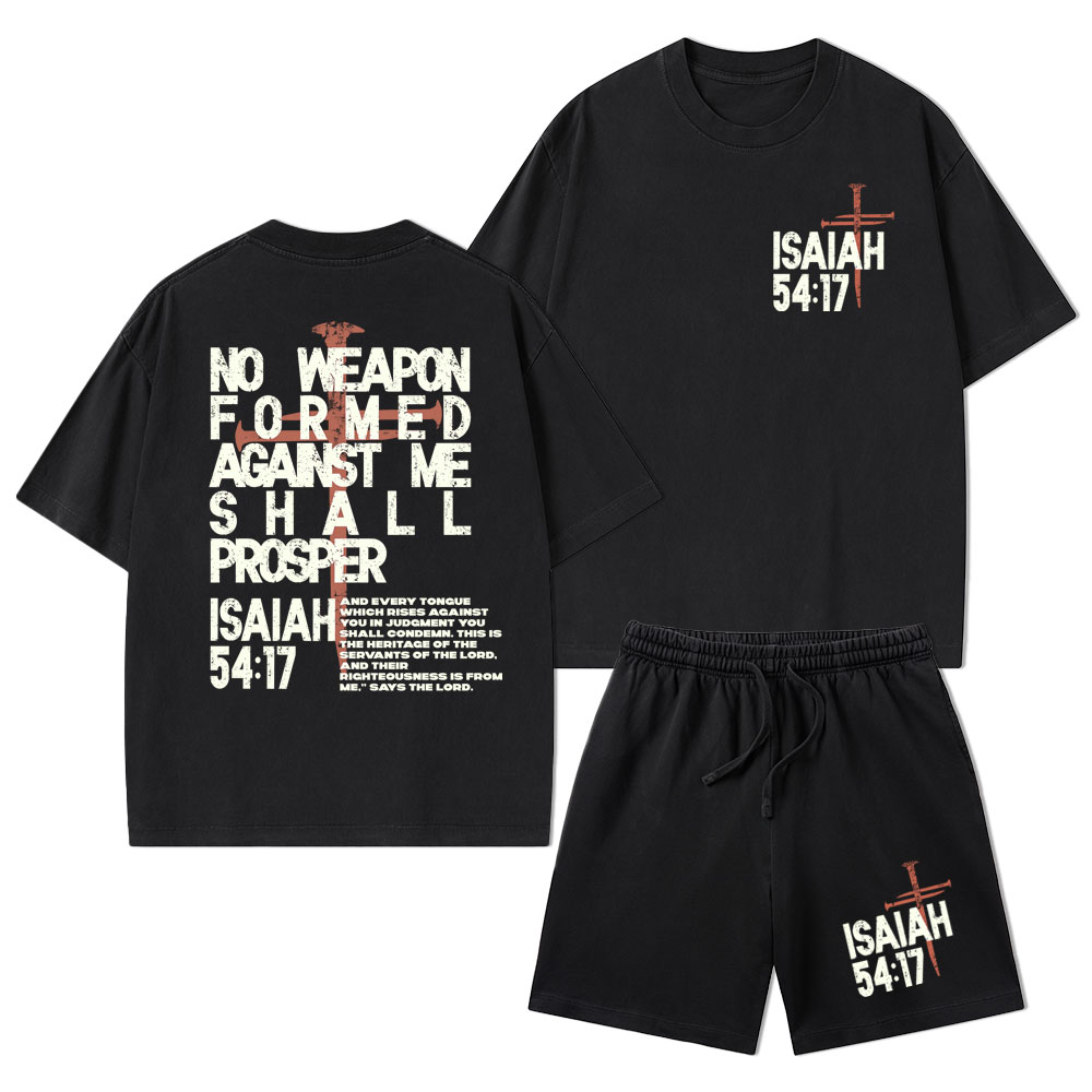 No Weapon Christian Washed T-Shirt & Shorts