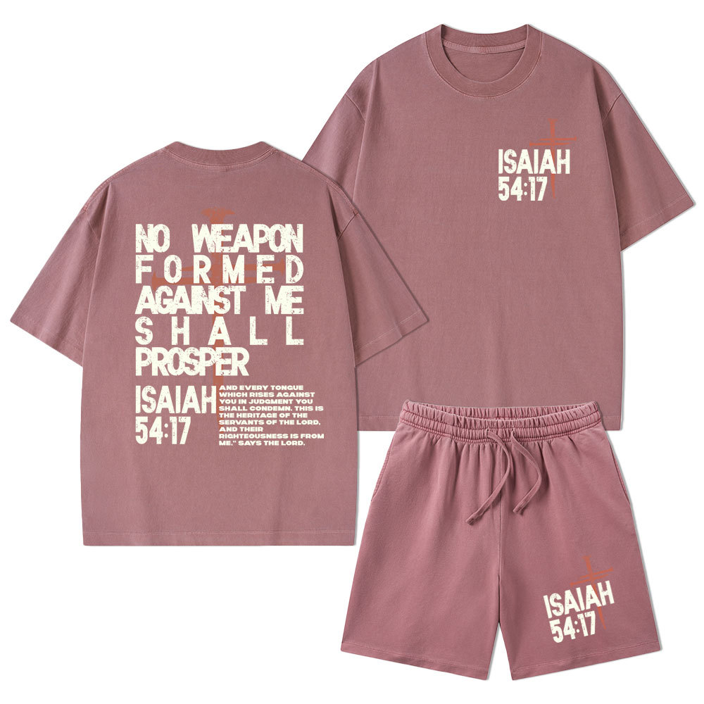 No Weapon Christian Washed T-Shirt & Shorts