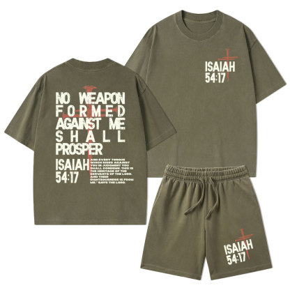 No Weapon Christian Washed T-Shirt & Shorts