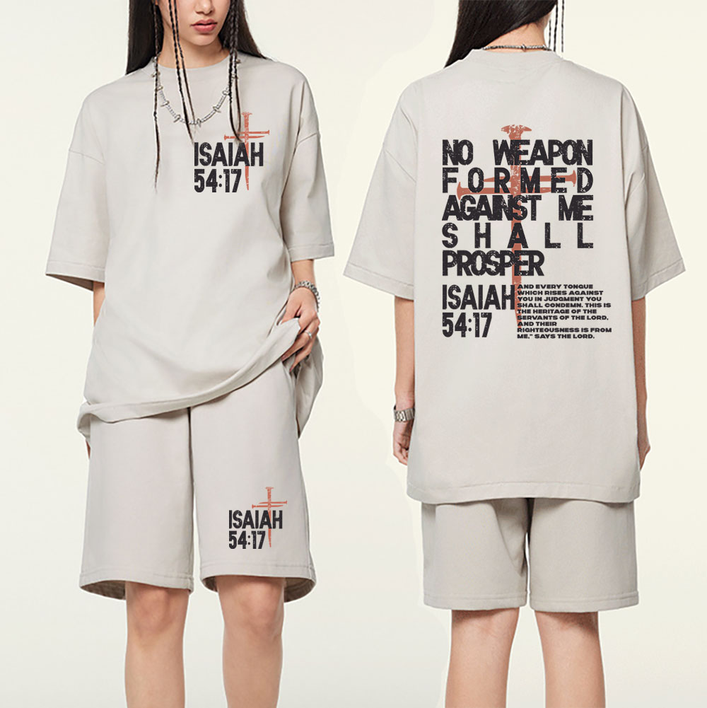 No Weapon Christian Washed T-Shirt & Shorts