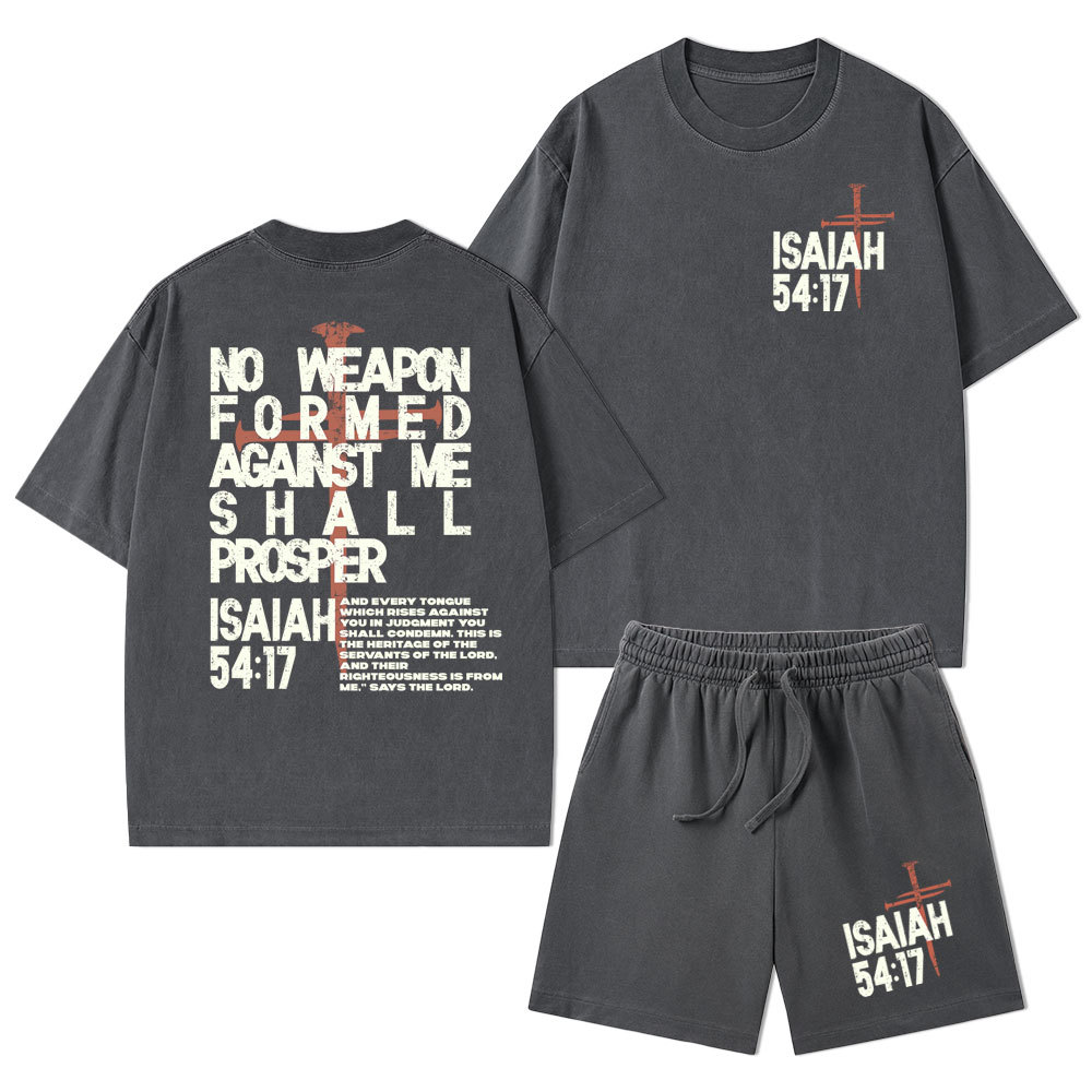 No Weapon Christian Washed T-Shirt & Shorts