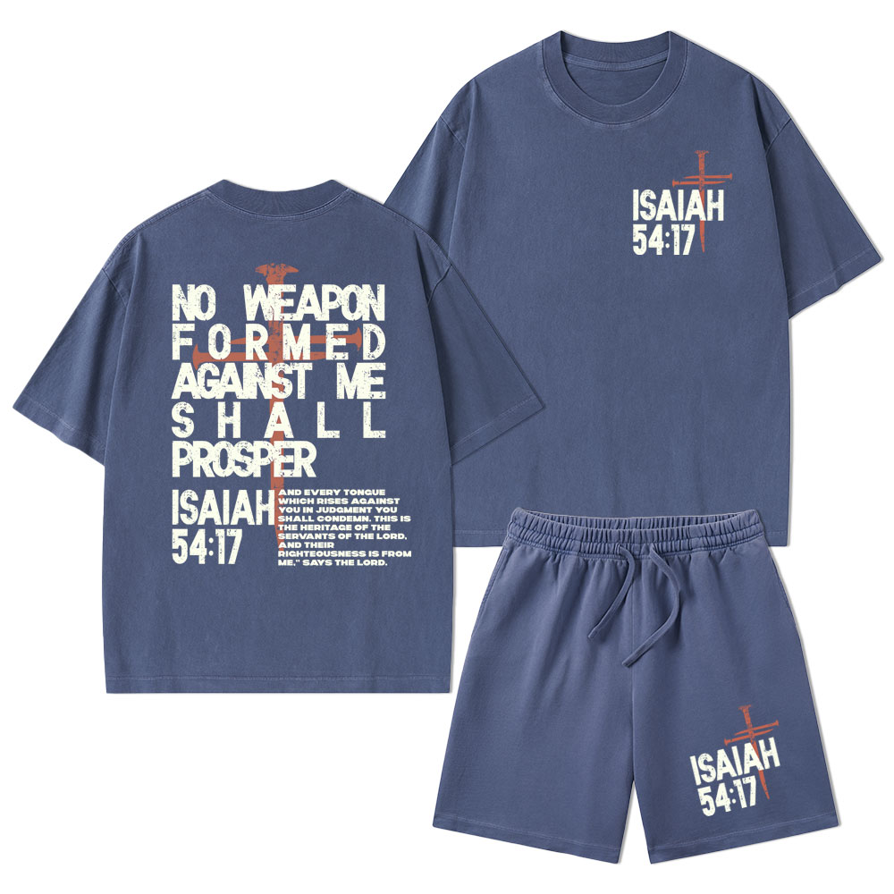 No Weapon Christian Washed T-Shirt & Shorts