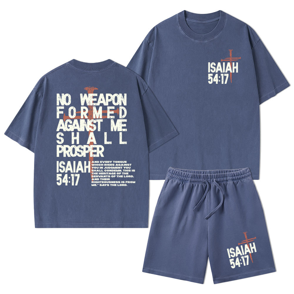 No Weapon Christian Washed T-Shirt & Shorts