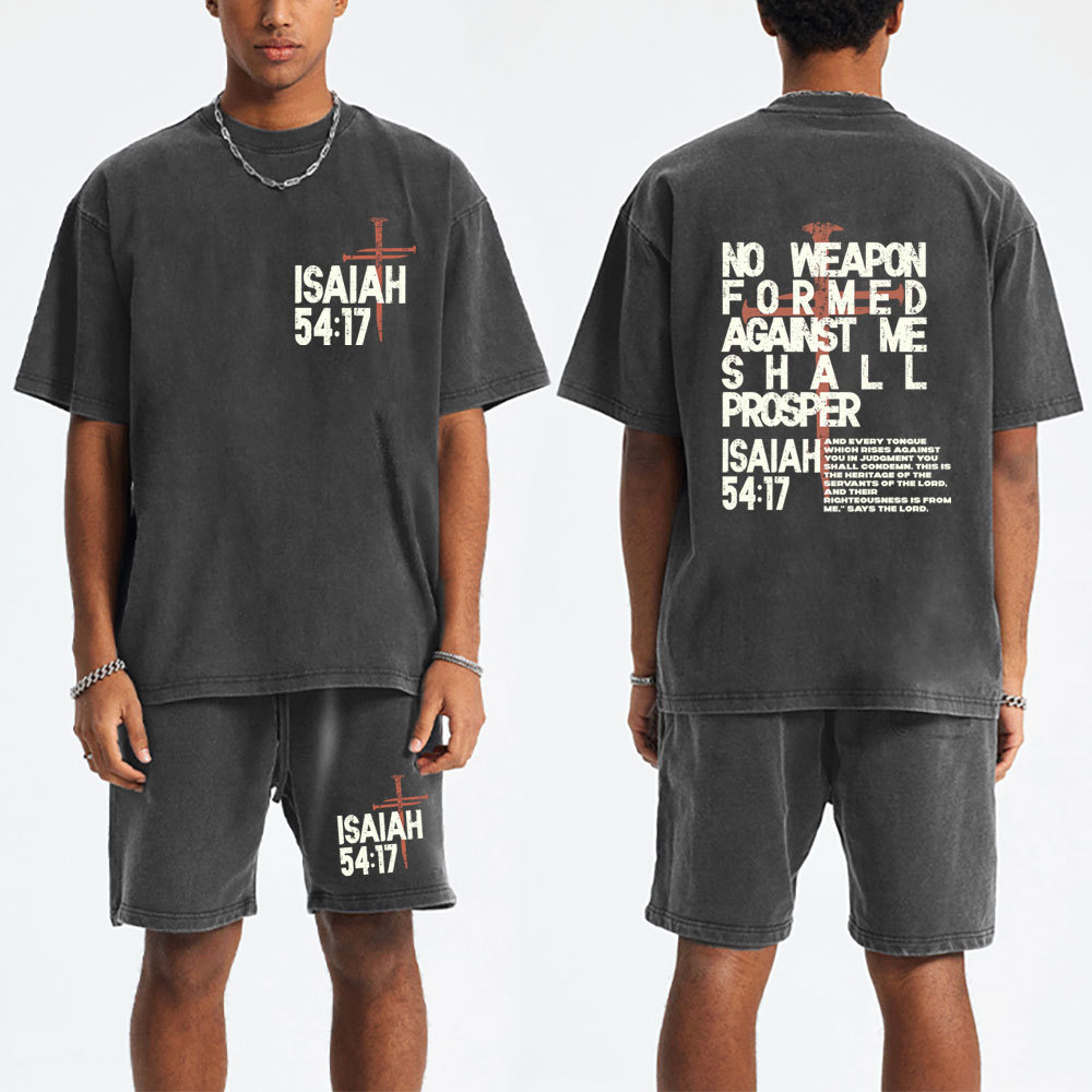 No Weapon Christian Washed T-Shirt & Shorts