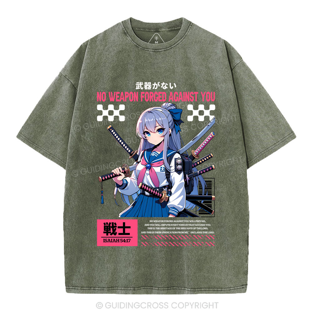 No Weapon Forged Against You Christian Washed T-Shirt