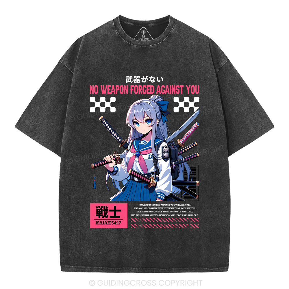 No Weapon Forged Against You Christian Washed T-Shirt Sale - GuidingCross