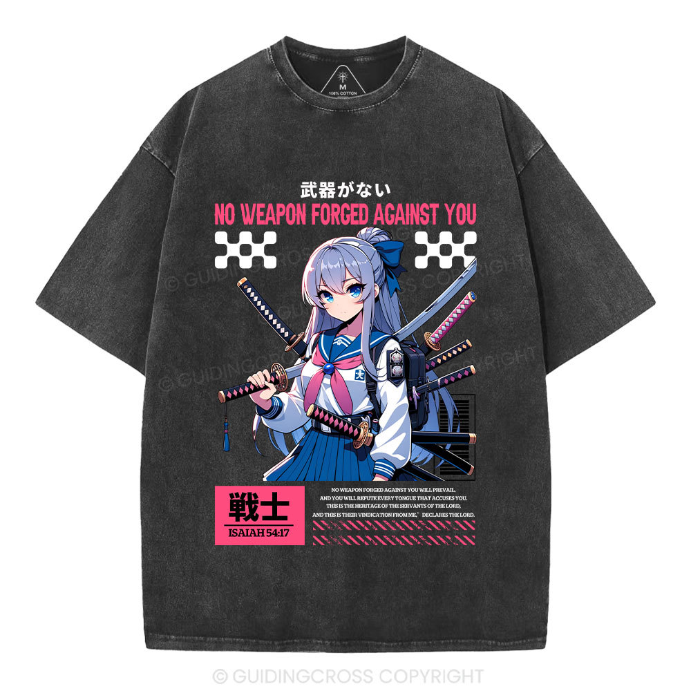 No Weapon Forged Against You Christian Washed T-Shirt Sale - GuidingCross