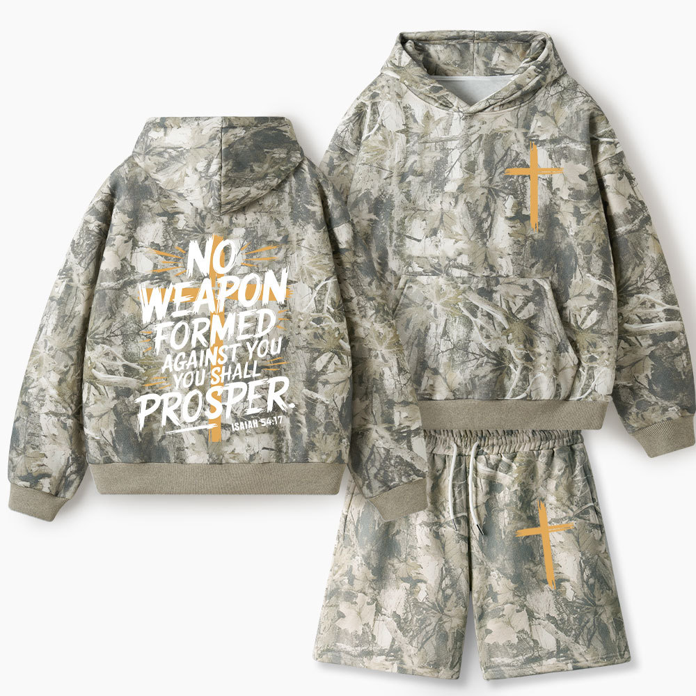 No Weapon Formed Against Christian Camo Fleece Hoodie Set