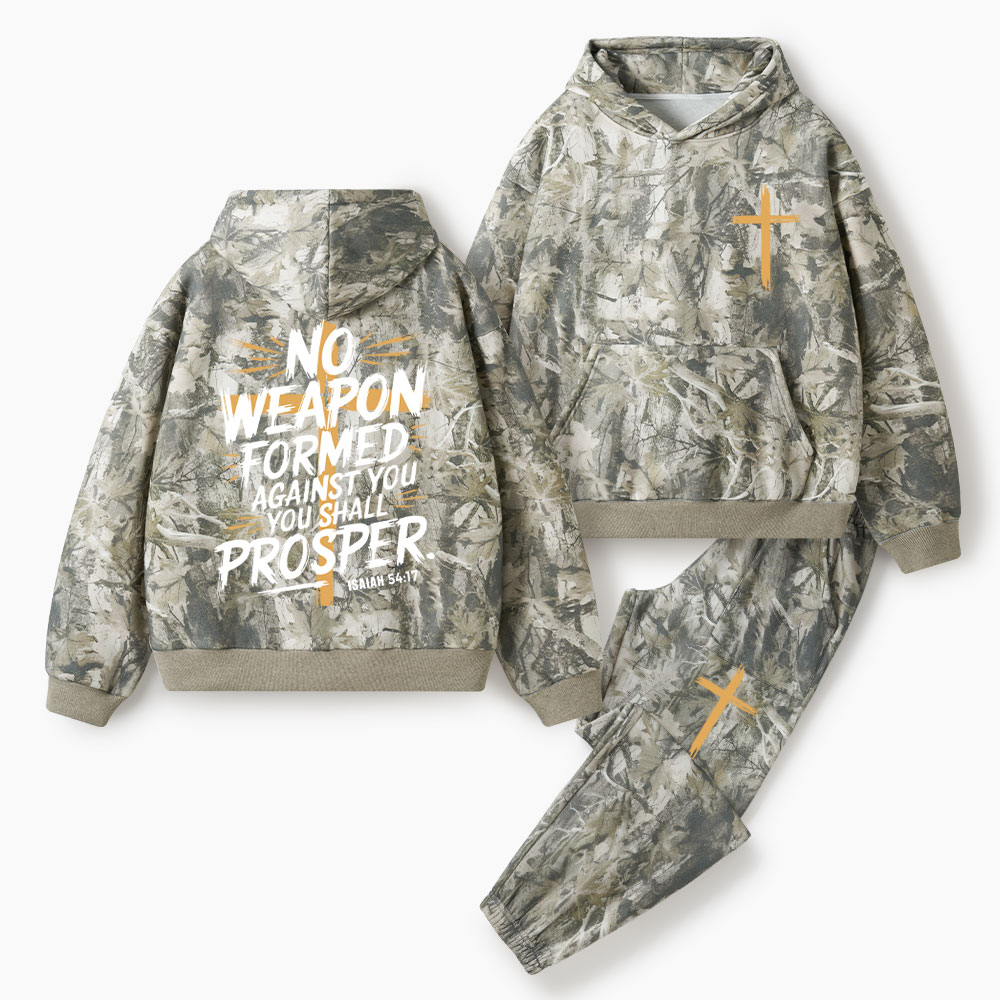 No Weapon Formed Against Christian Camo Fleece Hoodie Set
