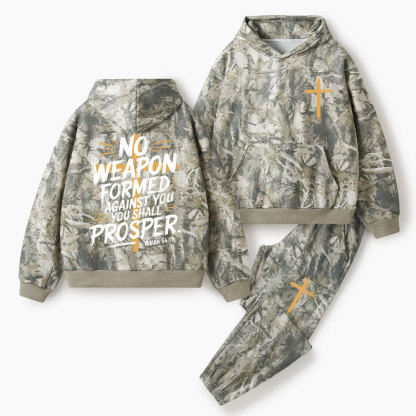 No Weapon Formed Against Christian Camo Fleece Hoodie Set