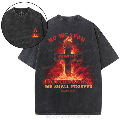 No Weapon Formed Against Me Christian Washed T-Shirt