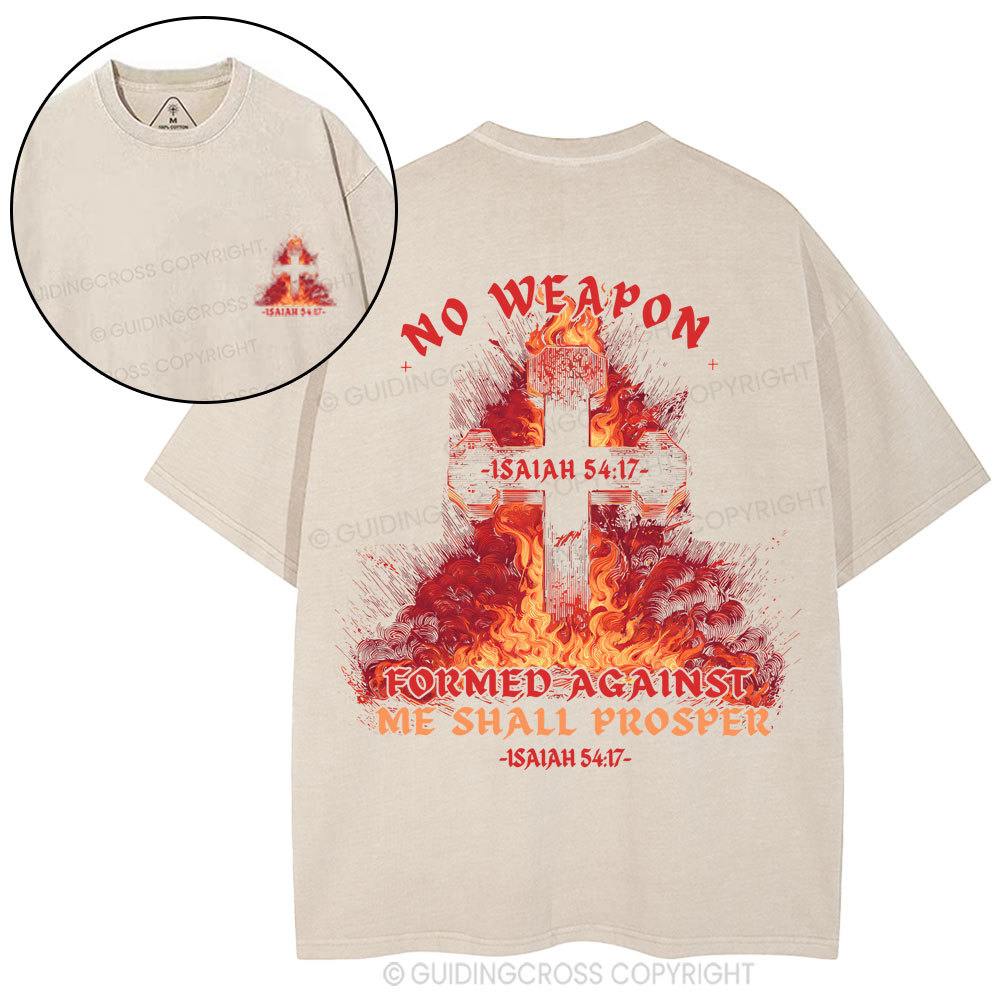No Weapon Formed Against Me Christian Washed T-Shirt