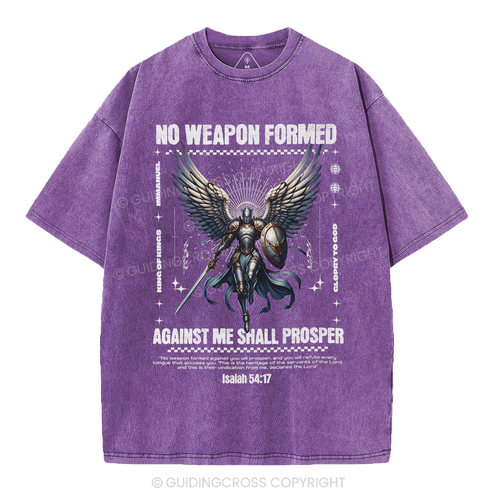 No Weapon Formed Against Me Shall Prosper Christian Washed T-Shirt
