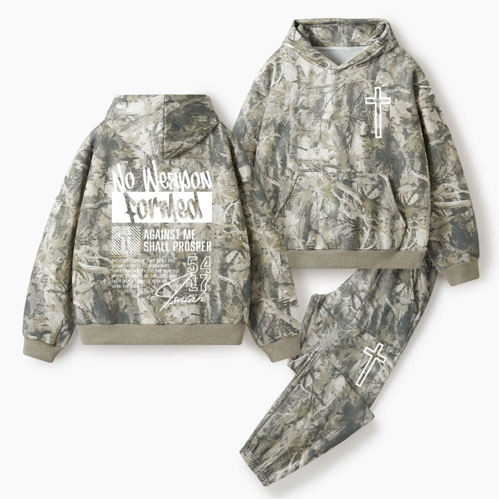 No Weapon Formed Christian Camo Fleece Hoodie Set