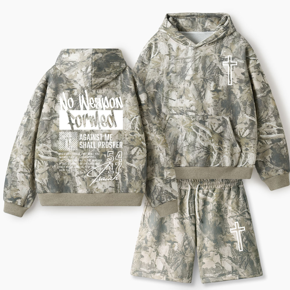No Weapon Formed Christian Camo Fleece Hoodie Set