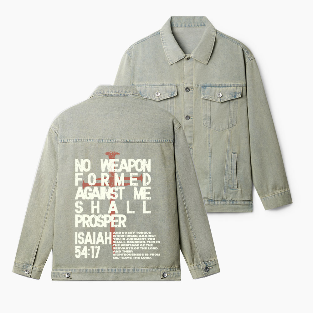 No Weapon Formed Christian Denim Jacket