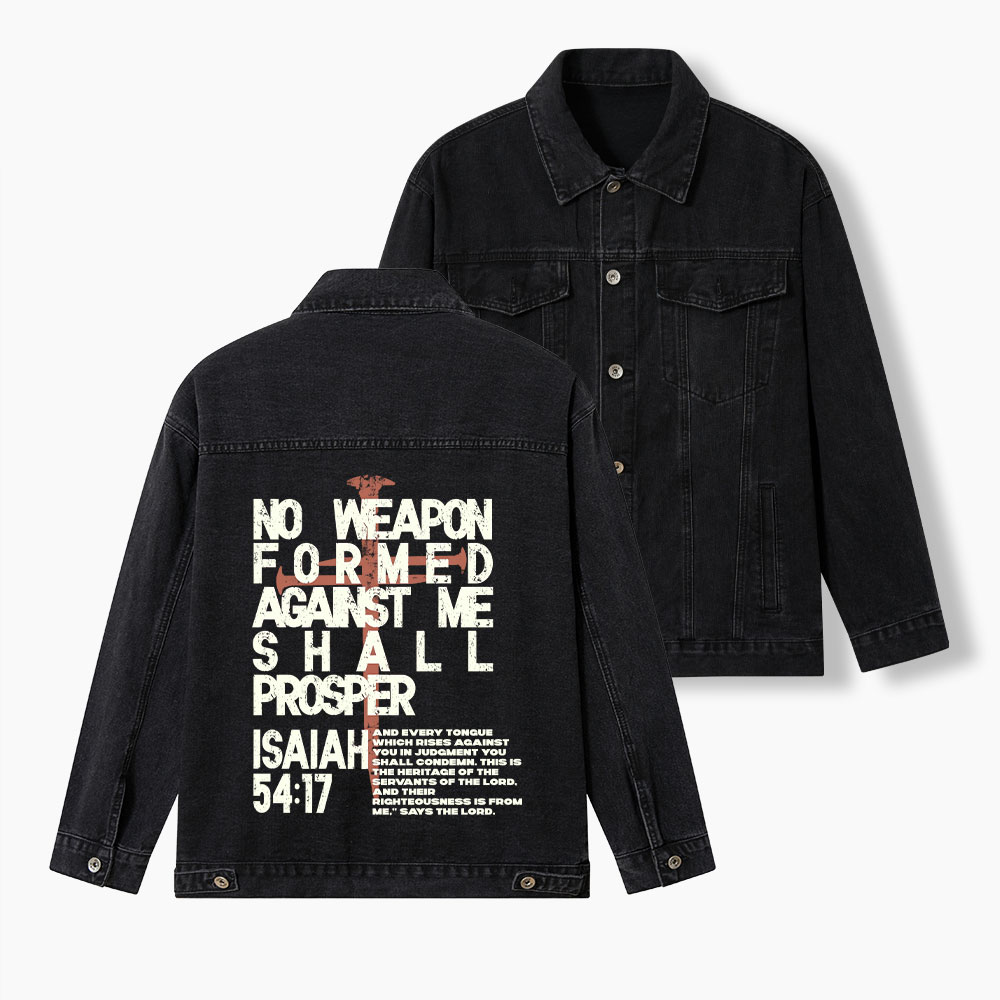No Weapon Formed Christian Denim Jacket
