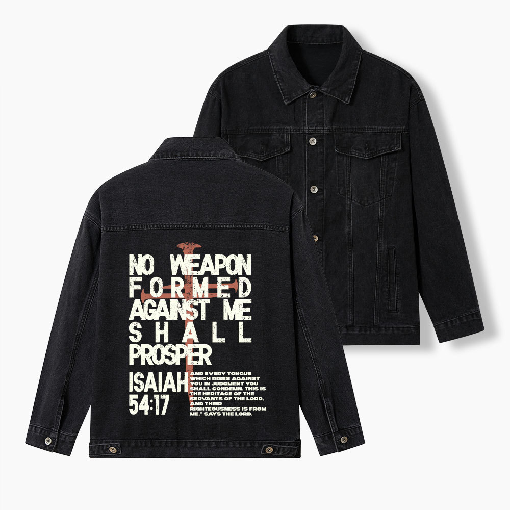 No Weapon Formed Christian Denim Jacket