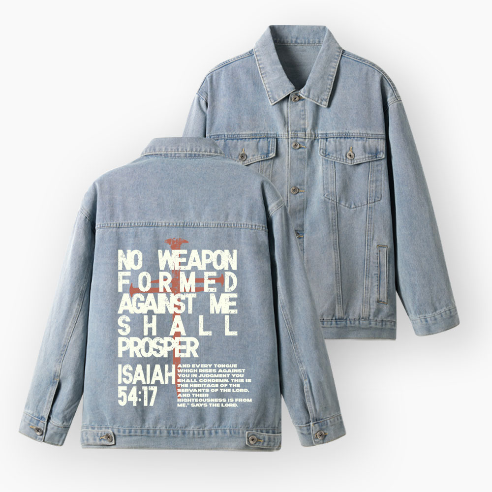 No Weapon Formed Christian Denim Jacket