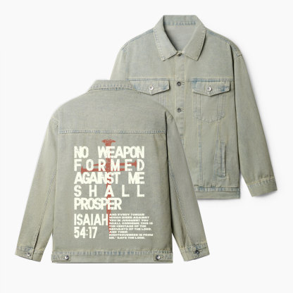 No Weapon Formed Christian Denim Jacket
