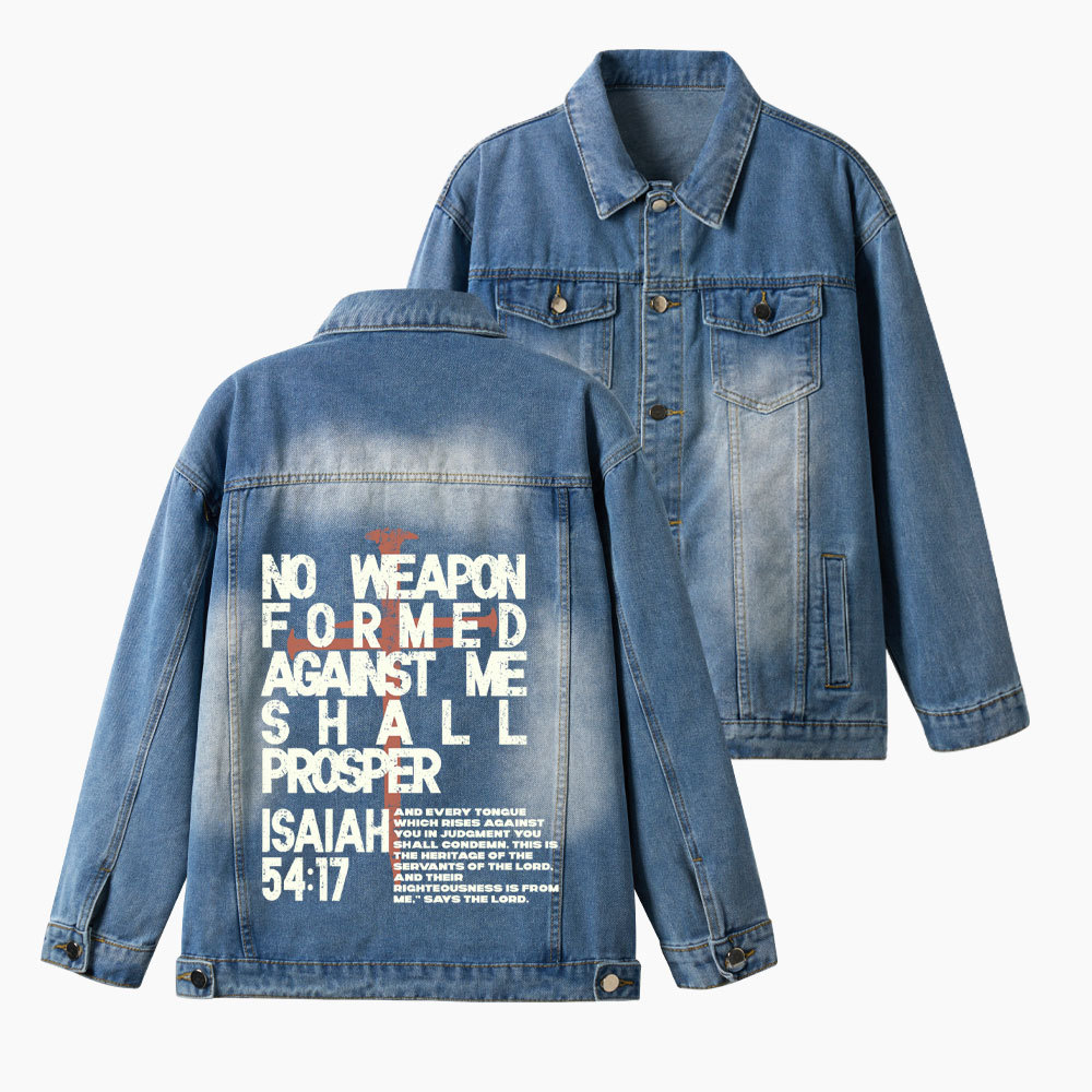 No Weapon Formed Christian Denim Jacket