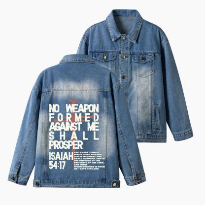 No Weapon Formed Christian Denim Jacket