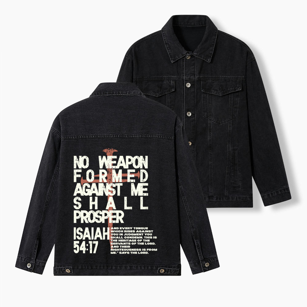 No Weapon Formed Christian Denim Jacket