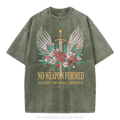 No Weapon Formed Christian Washed T-Shirt