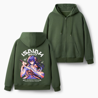 No Weapon FormedChristian Fleece-Lined Full-Zip Hoodie