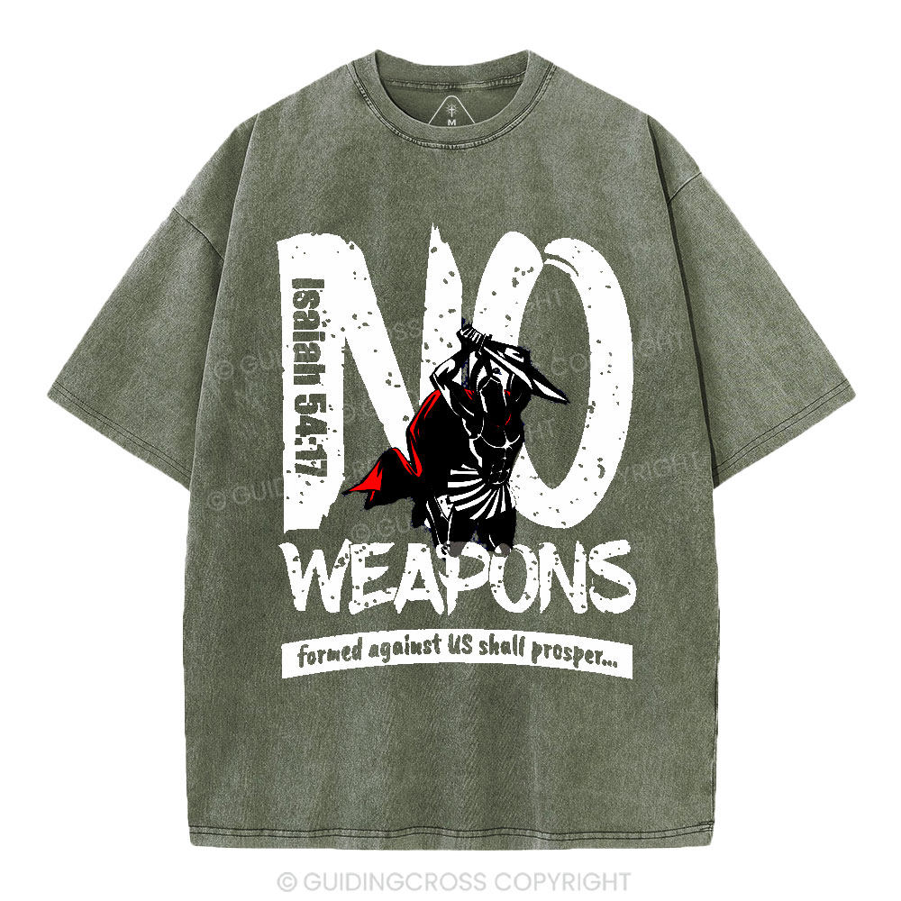 No Weapons Formed Against Us Christian Washed T-Shirt