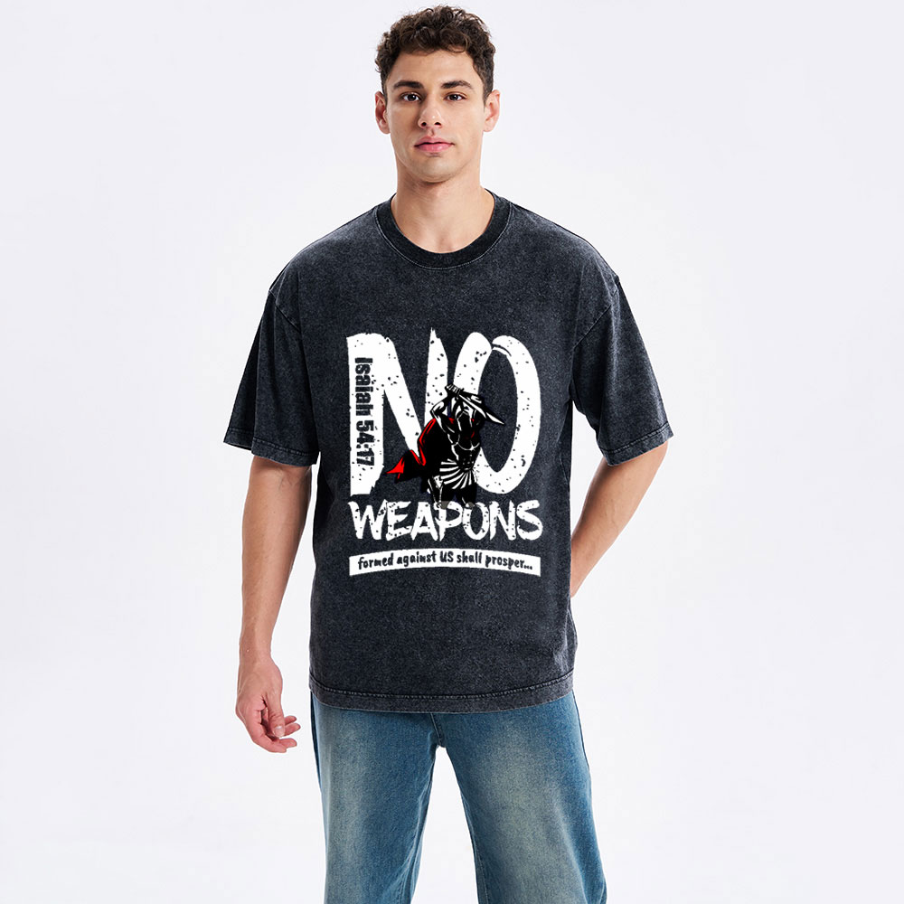 No Weapons Formed Against Us Christian Washed T-Shirt