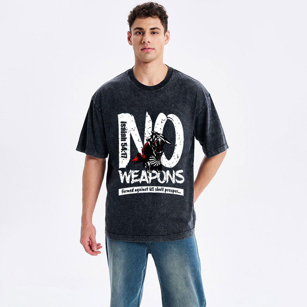 No Weapons Formed Against Us Christian Washed T-Shirt