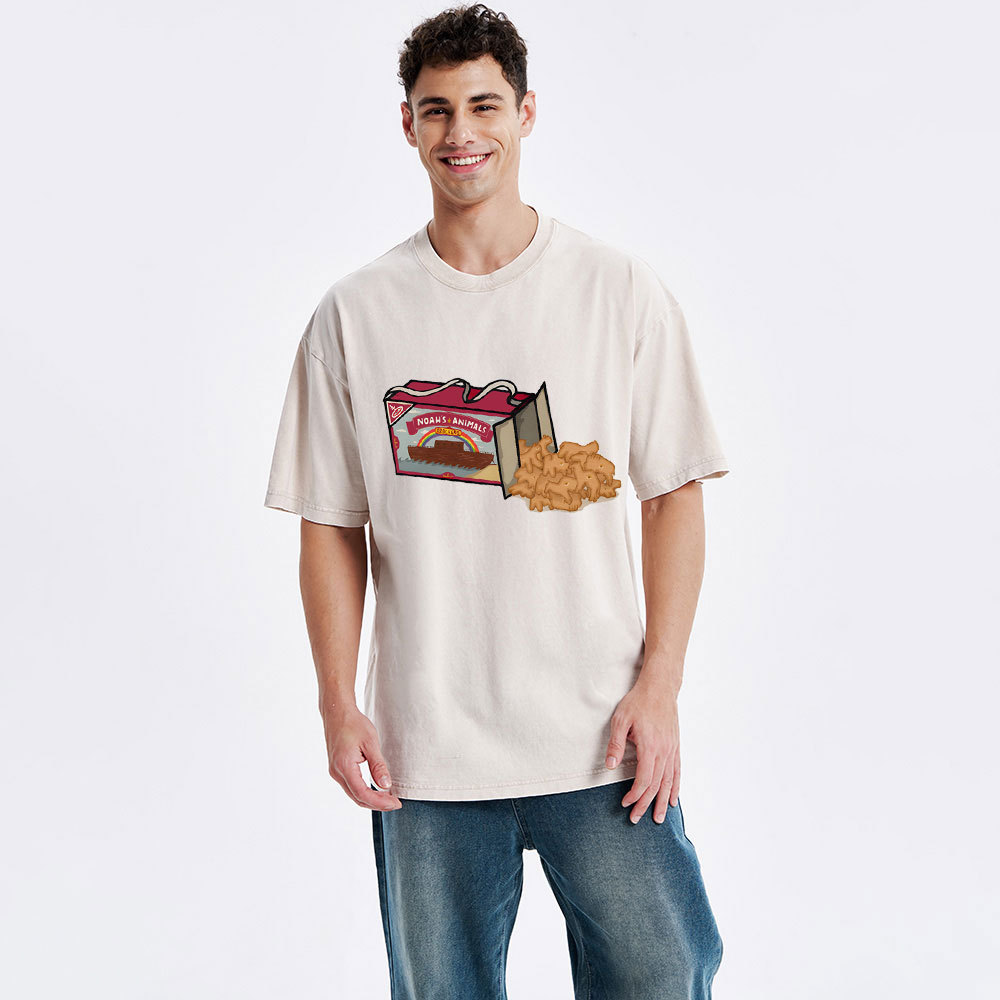 Noah's Animals Christian Washed T-Shirt