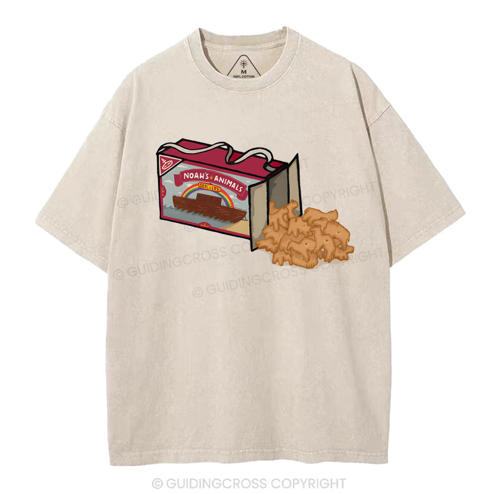 Noah's Animals Christian Washed T-Shirt