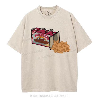 Noah's Animals Christian Washed T-Shirt
