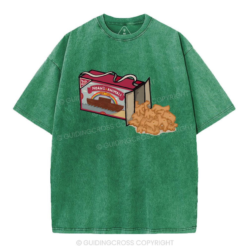Noah's Animals Christian Washed T-Shirt