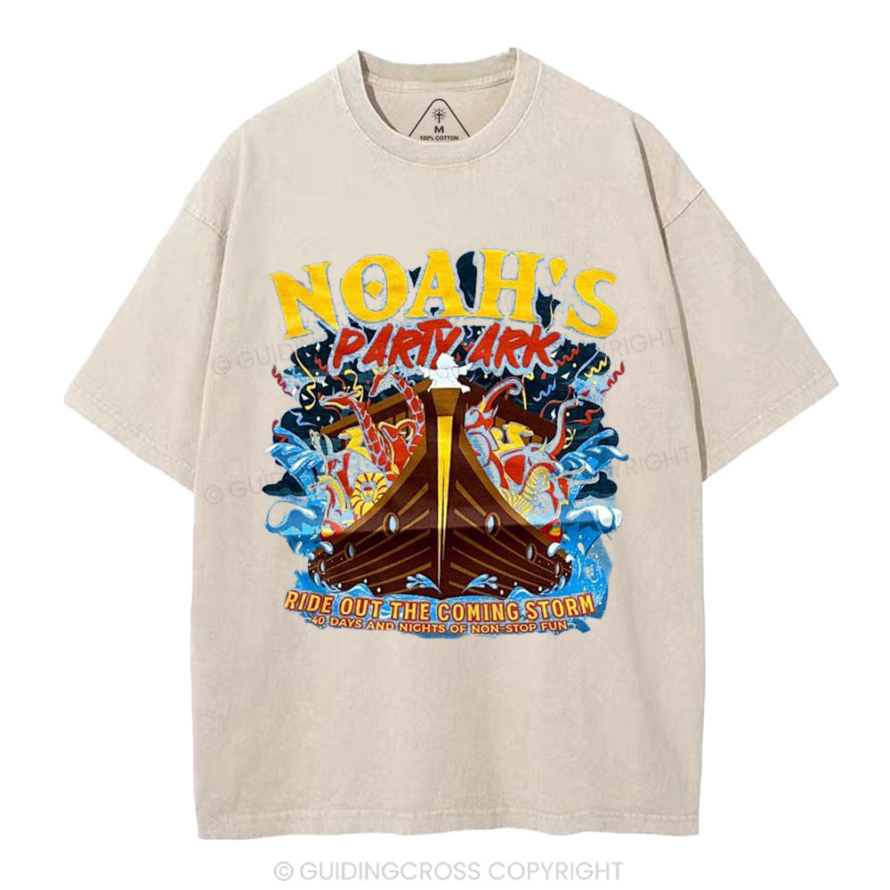Noah's Party Ark Christian Washed T-Shirt