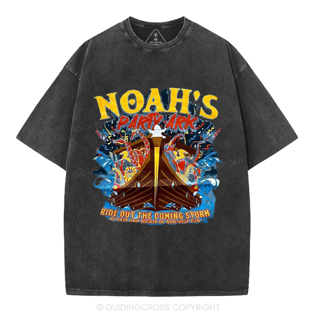 Noah's Party Ark Christian Washed T-Shirt