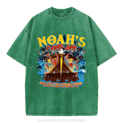 Noah's Party Ark Christian Washed T-Shirt