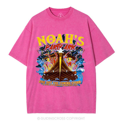 Noah's Party Ark Christian Washed T-Shirt