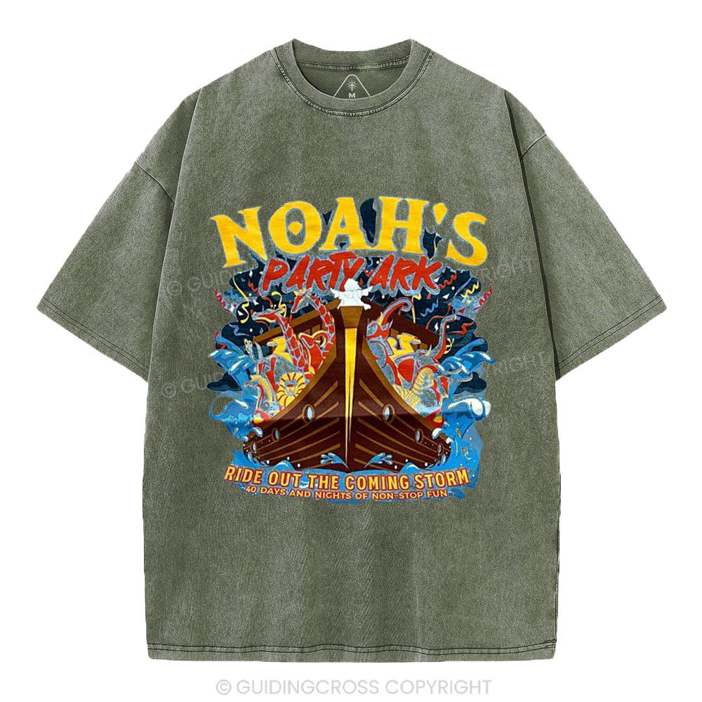 Noah's Party Ark Christian Washed T-Shirt