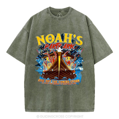 Noah's Party Ark Christian Washed T-Shirt