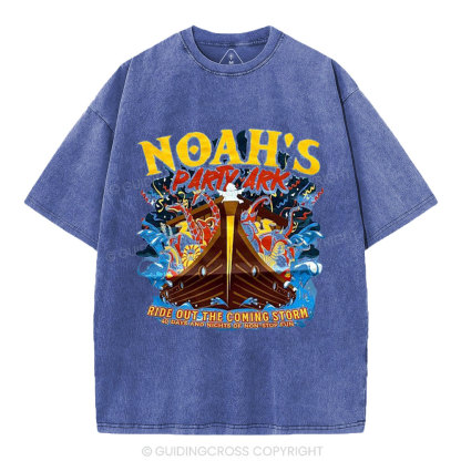 Noah's Party Ark Christian Washed T-Shirt