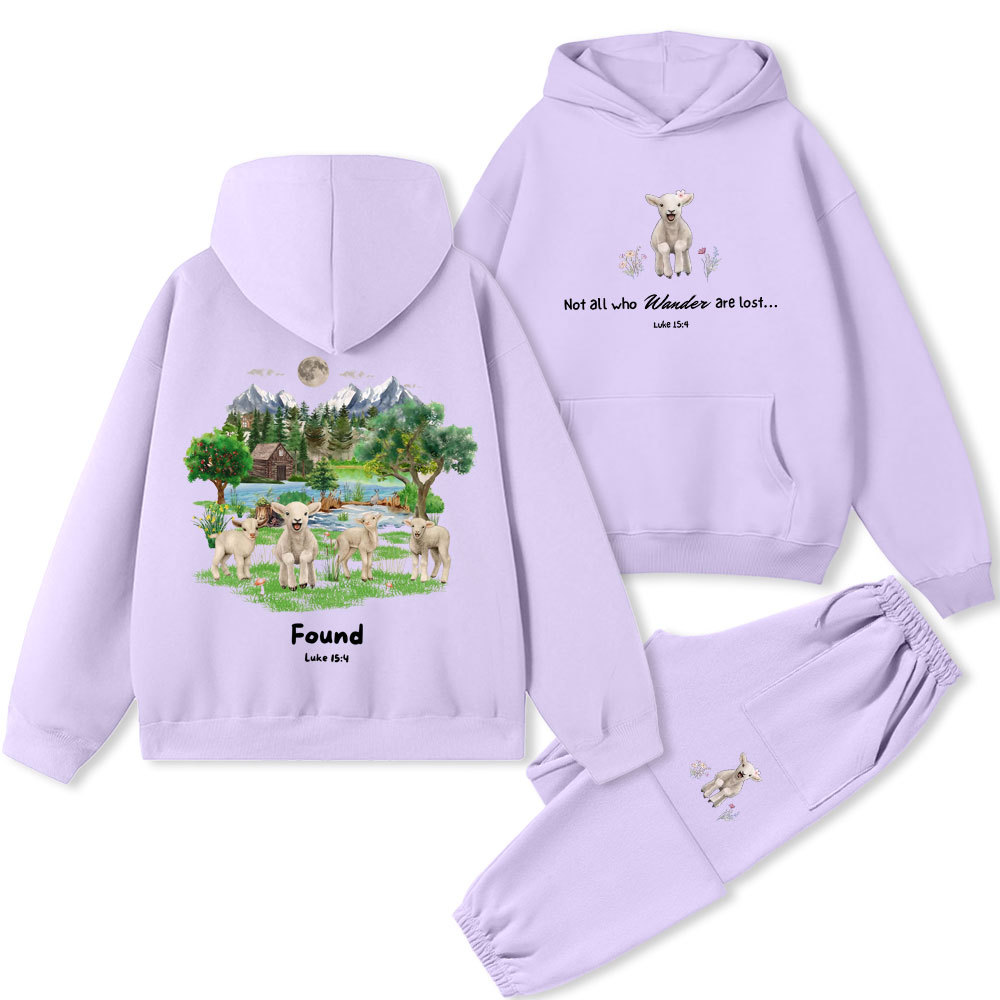 Not All Who Wander Are Lost Christian Premium Fleece Hoodie Set