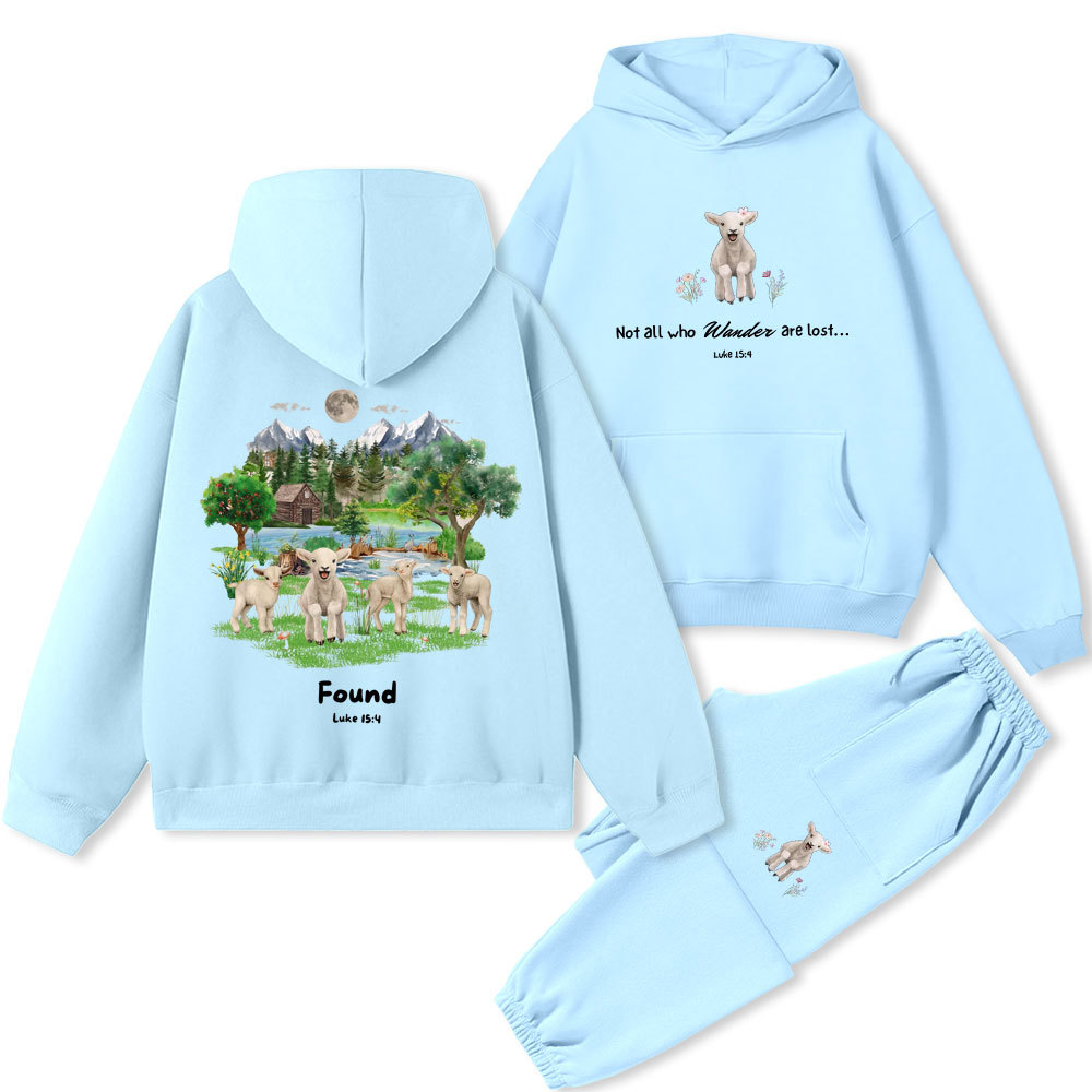 Not All Who Wander Are Lost Christian Premium Fleece Hoodie Set