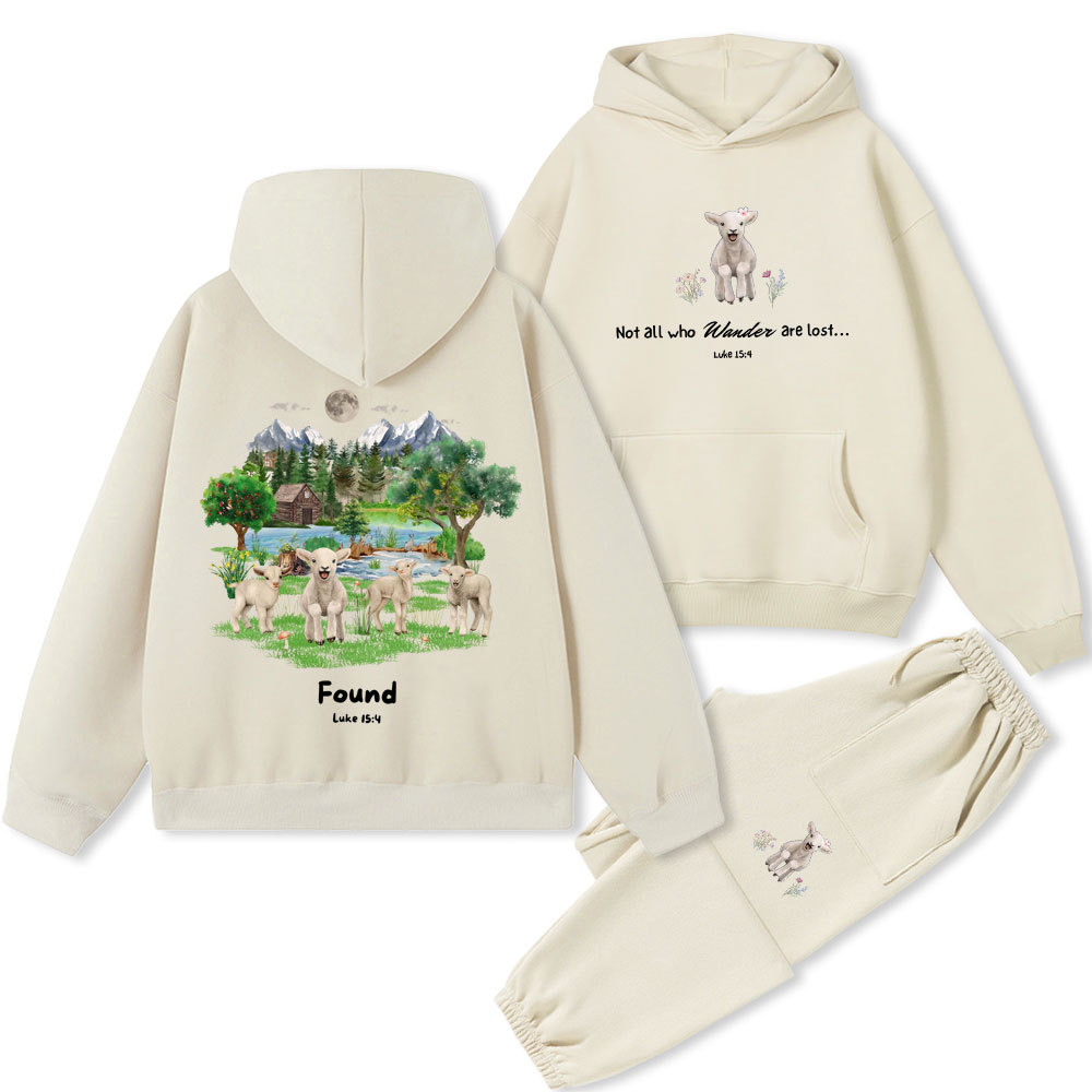 Not All Who Wander Are Lost Christian Premium Fleece Hoodie Set