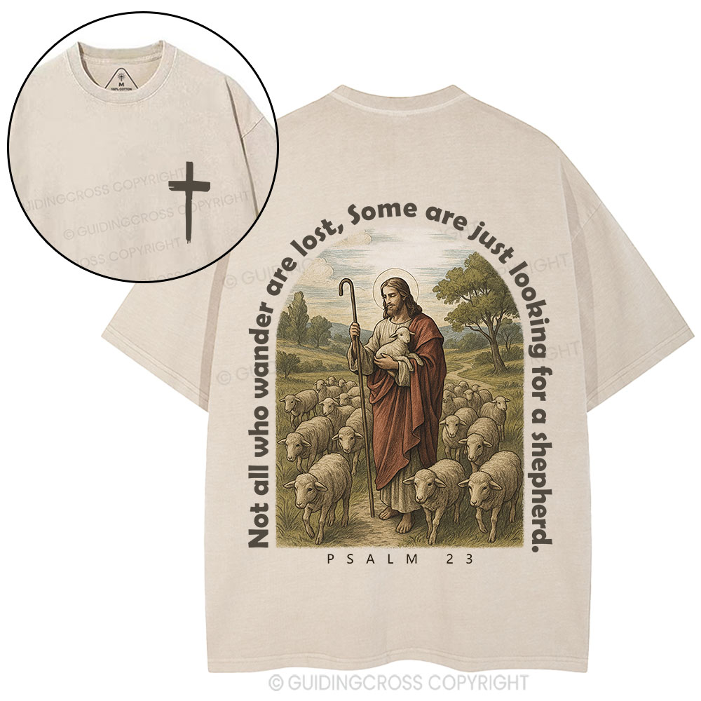 Not All Who Wander Are Lost Christian Washed T-Shirt Sale - GuidingCross