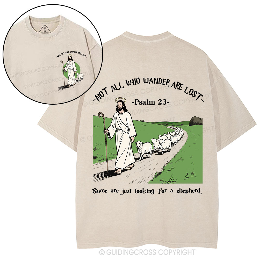 Not All Who Wander Are Lost Christian Washed T-Shirt Sale - GuidingCross