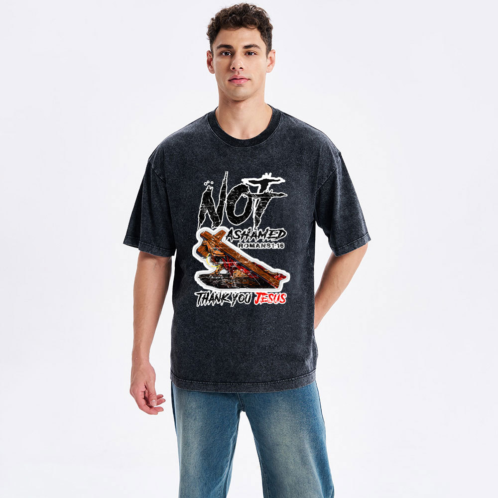 Not Ashamed Christian Washed  T-Shirt