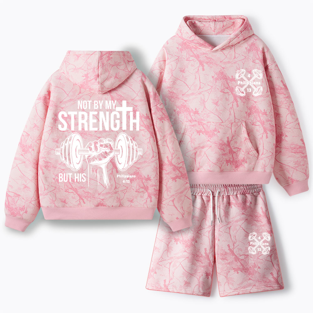 Not By My Strength But His Christian Camo Fleece Hoodie Set